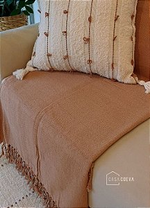 Manta Decorativa Sofá Grande Algodão Marrom Caramelo 180 x 250