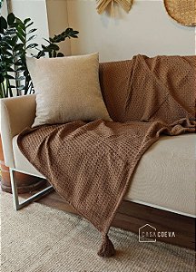 Manta Decorativa Tear Artesanal Siena Marrom Caramelo 140 x 140