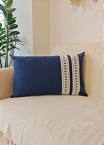 Capa de Almofada Atelier Renda Retangular Azul Marinho 50 x 30