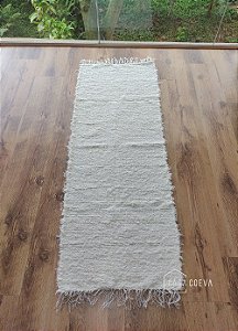 Tapete Passadeira Algodão Cru Peludo Quarto 050 x 200 com franja