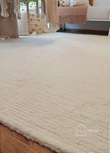 Tapete Artesanal Básico Peludo Algodão Cru 150 x 250