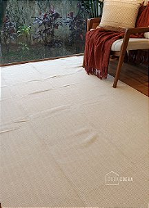 Tapete Artesanal Algodão Sala Quarto Slim Branco Cru Listrado 150 x 250