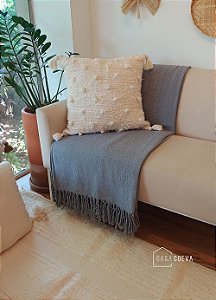 Manta Decorativa Sofá Grande Algodão Cinza 220 x 300