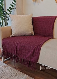 Manta Xale Decorativa Sofá Algodão Vinho 140 X 140