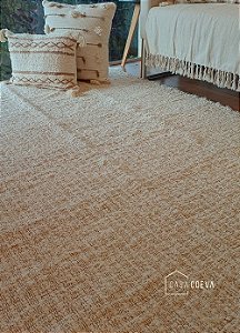 Tapete Artesanal Sala Quarto Algodão Caramelo Branco Cadere 250 x 340