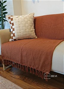 Manta Decorativa de sofá Algodão Cobre Natural 220 x 300