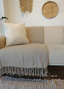 Manta de sofá artesanal Algodão Champanhe Seco 140 X 240