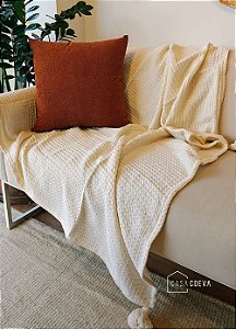 Manta Decorativa Tear Artesanal Siena Cru 120 x 130