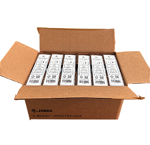 Cartuchos de Pulseiras Zebra Z-band Adulto Branco - Caixa C/ 6
