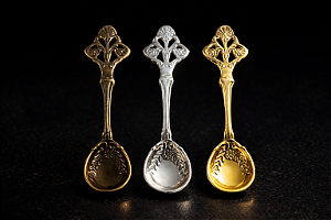 Colher pequena para rapé 5.5cm Dourada, prateada e bronze