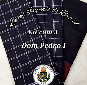 Kit Nº1 Dom Pedro I com 3 lenços grandes Império do Brasil 100% algodão. 
