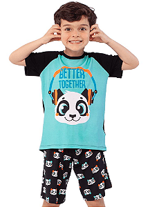 Puket Pijama Manga Curta Kids Visco Panda 030402056