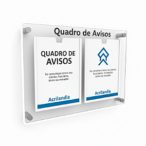 Quadro de Aviso em Acrílico 2 folhas Verticais A4