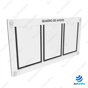 Quadro de Aviso em MDF - 3 folha A4 Vertical