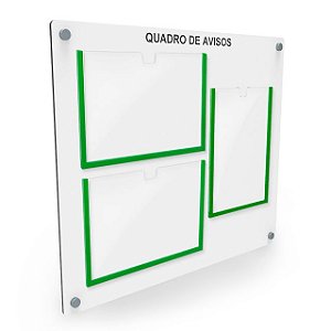 Quadro de Aviso em MDF 3 folhas - 2 Horizontais e 1 Vertical A4