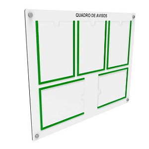 Quadro de Aviso em MDF A4 5 folhas - 3 Verticais e 2 Horizontais
