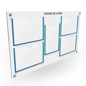 Quadro de Aviso em MDF 5 folhas - 4 Horizontais e 1 Vertical A4