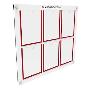 Quadro de Aviso em MDF 6 folhas Verticais A4
