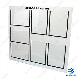 Quadro de Aviso em MDF 7 folhas - 3 Horizontais 4 verticais A4