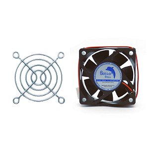 Kit Cooler DC Fan 60x60x25mm 12V Alta Rotação Sleeve/Bucha + Grade de Proteção para Micro ventilador 60x60mm | Botto Brazil