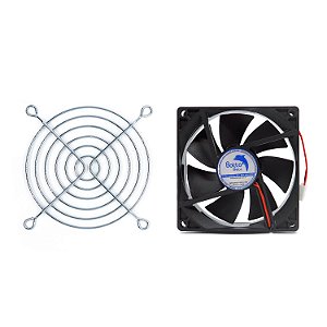 Kit Cooler DC Fan 92x92x25mm 12V Alta Rotação Sleeve/Bucha + Grade de Proteção para Micro ventilador 92x92mm | Botto Brazil