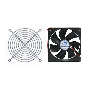 Kit Cooler DC Fan 120x120x25mm 12V Alta Rotação Sleeve/Bucha + Grade de Proteção para Micro ventilador 120x120mm | Botto Brazil