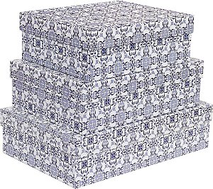 Caixa Rígida retangular 41x26x10,5 cm Azulejo Português G
