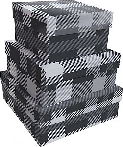 Caixa Rígida quadrada 19x19x10,5 cm Xadrez Clássico P