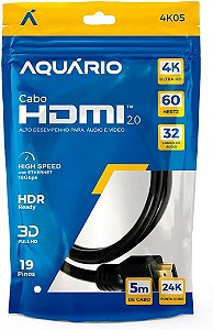 Cabo HDMI Aquário 2.0 4K de 5M