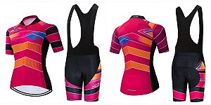 Camisa e Bermuda Bretelle Ciclismo Feminino Bike Roupa Bretele