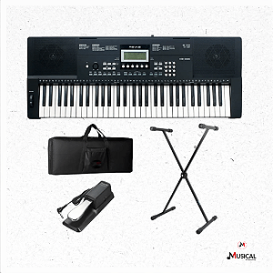 KIT TECLADO REVAS KB330 C/ CAPA SUPER LUXO, PEDAL E SUPORTE