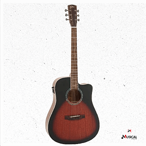 VIOLAO ZELLMER HERITAGE FOLK CUTAWAY ACO ELETROACUSTICO BROWNBURST FOSCO C/ CAPA