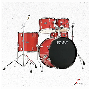 BATERIA TAMA STAGESTAR ST50H5-CDS COM FERRAGENS E BANCO CANDY RED SPARKLE