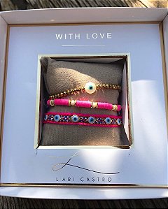 Kit Pulseiras Olho Grego Pink