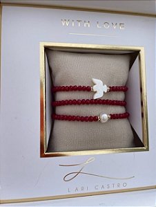 kit Pulseiras Divino Espirito Santo Vermelho Rubi