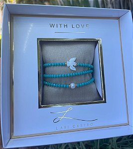 Kit Pulseiras Divino Espirito Turquesa Fosco