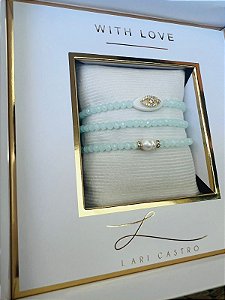 Kit Pulseiras Olho Grego Verde Água