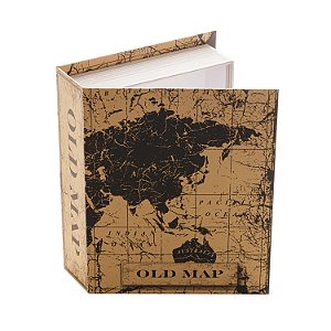 Caixa Livro de Papel Rigido Mapa Antigo Preto 20x16x5c Wolff