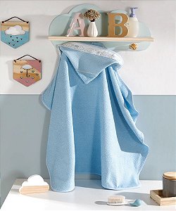 Toalha de Banho para Bordar Baby Kids c/ Capuz Dohler Azul