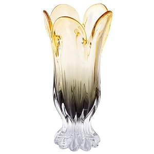 Vaso de vidro Ambar e Cinza Murrines estilo Murano MEK