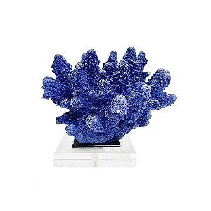Escultura Decorativa Coral Azul em Resina 20X45X38cm Lucatti