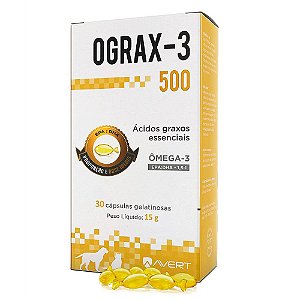 Ograx-3 500mg Omega-3 Avert 30 Capsúlas Cães E Gatos