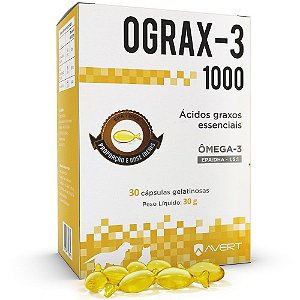 Ograx-3 1000mg Omega-3 Avert 30 Capsúlas Cães E Gatos
