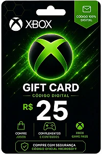 Gift Card Xbox R$ 25,00 - Código Digital Original - Envio Rápido