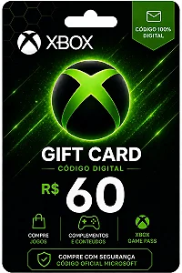Gift Card Xbox R$ 60,00 - Código Digital Original - Envio Rápido