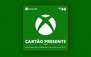 Gift Card Xbox R$ 40,00 - Código Digital Original - Envio Imediato
