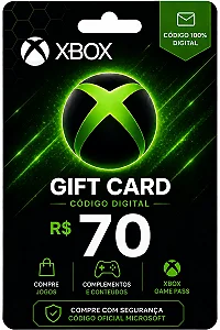 Gift Card Xbox R$ 70,00 - Código Digital - Envio Imediata