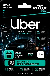 Gift Card Uber R$ 75 Código Digital - Envio Imediato