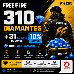 Recarga Free Fire 310 Diamantes Código Digital - Envio Imediato