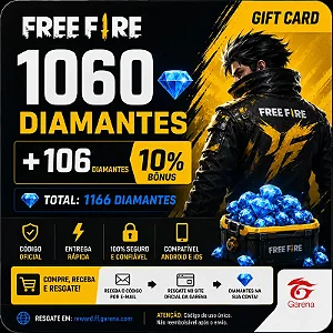 Recarga Free Fire 1060 Diamantes Código Digital - Envio Imediato